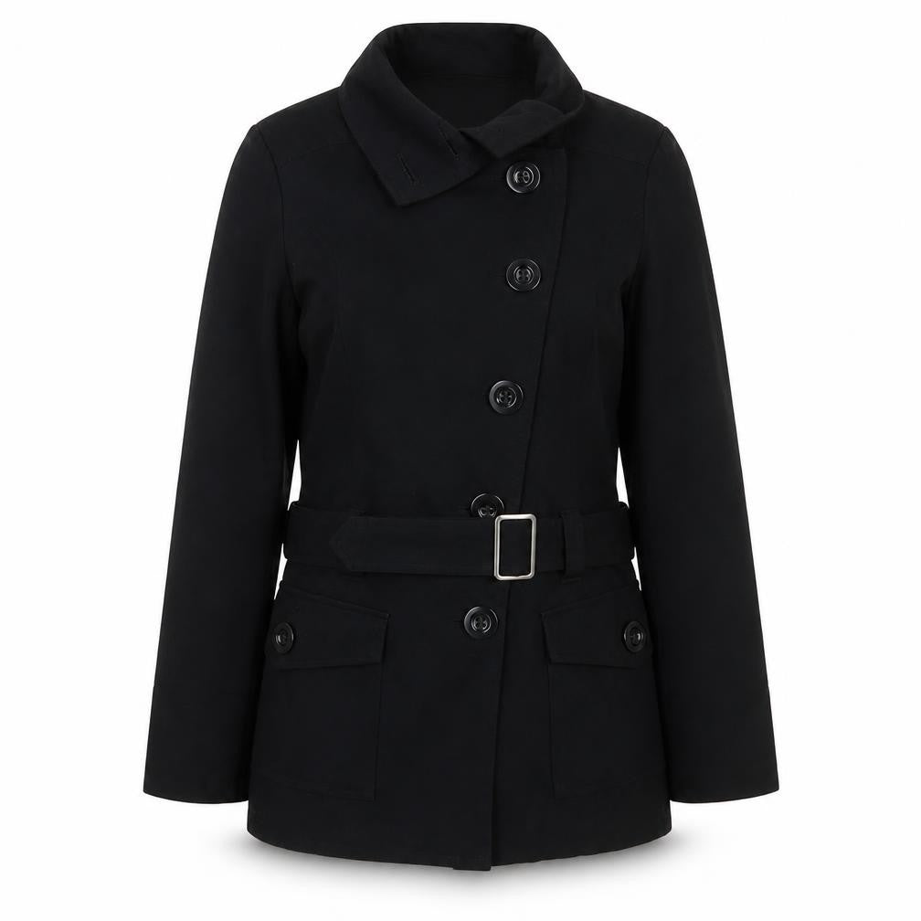 Authentic Womens Black Jacket Size 10 Button - Belted
