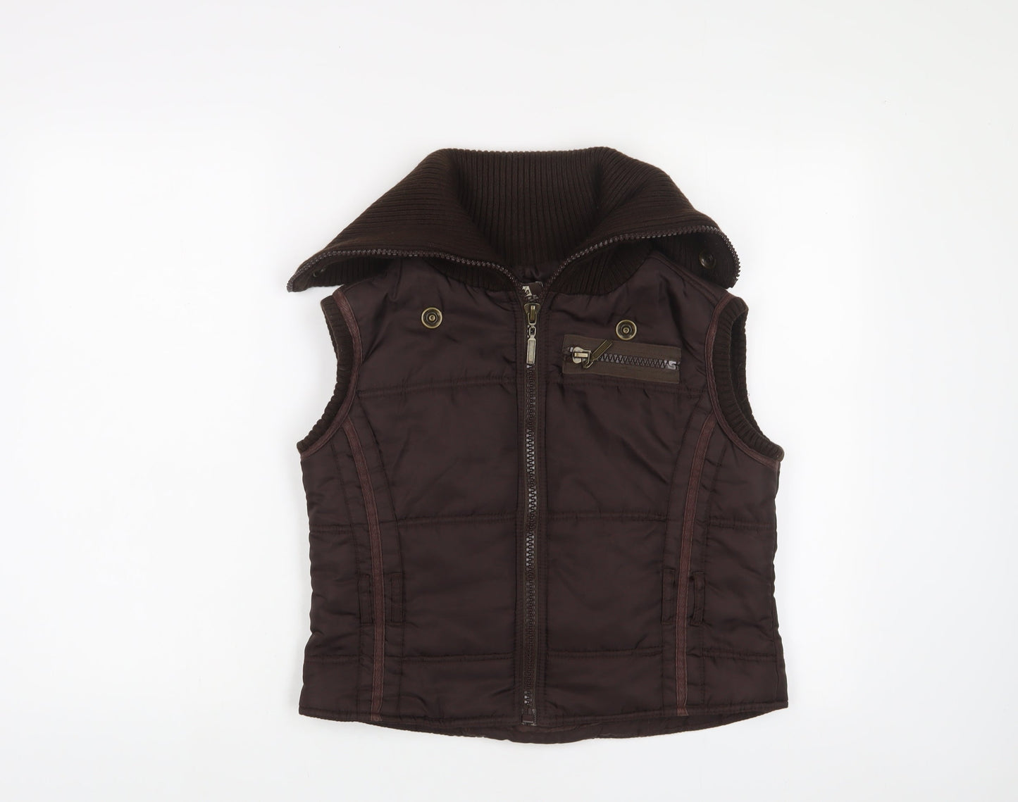 Moto Womens Brown Gilet Jacket Size 14 Zip