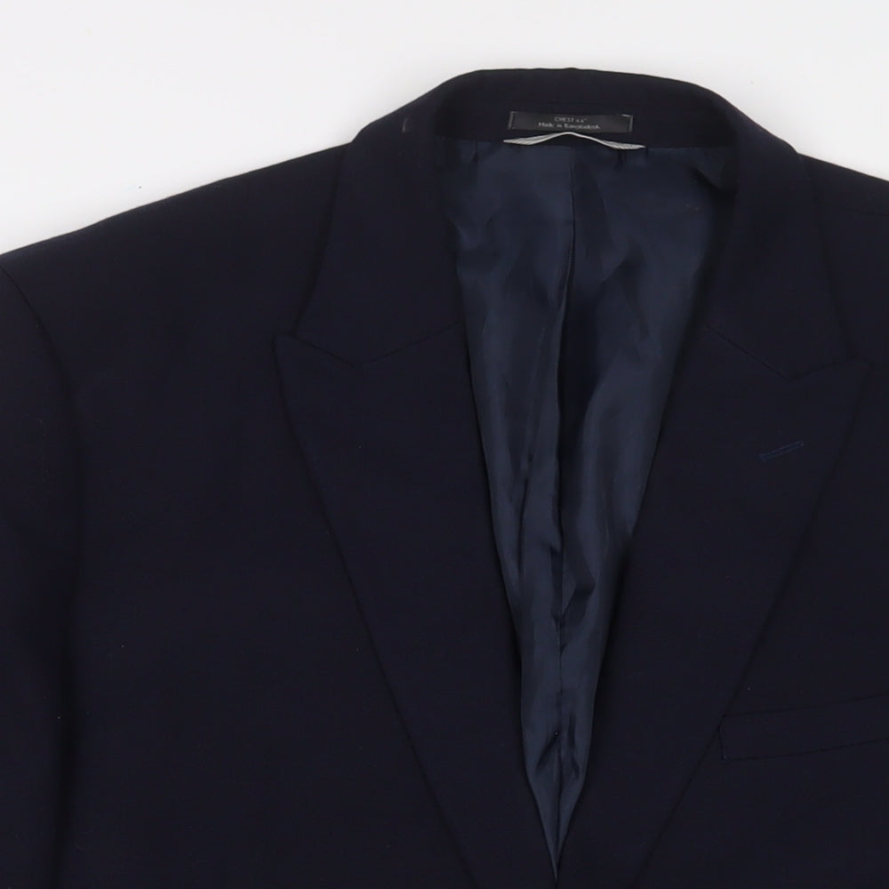 Marks and Spencer Mens Blue Wool Jacket Suit Jacket Size 44 Regular - Inside Pockets