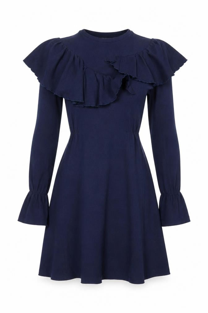 Eren Vintage Womens Blue Cotton Fit & Flare Size XS Round Neck Pullover