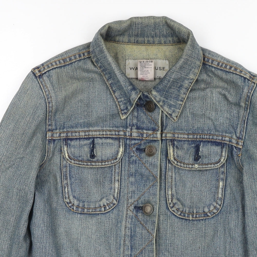 Warehouse Womens Blue Jacket Size 8 Button