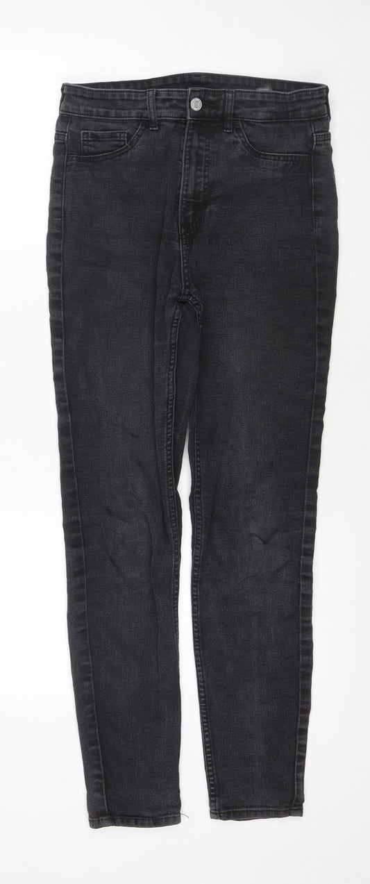 H&M Womens Black Cotton Jegging Jeans Size S L26 in Regular Zip