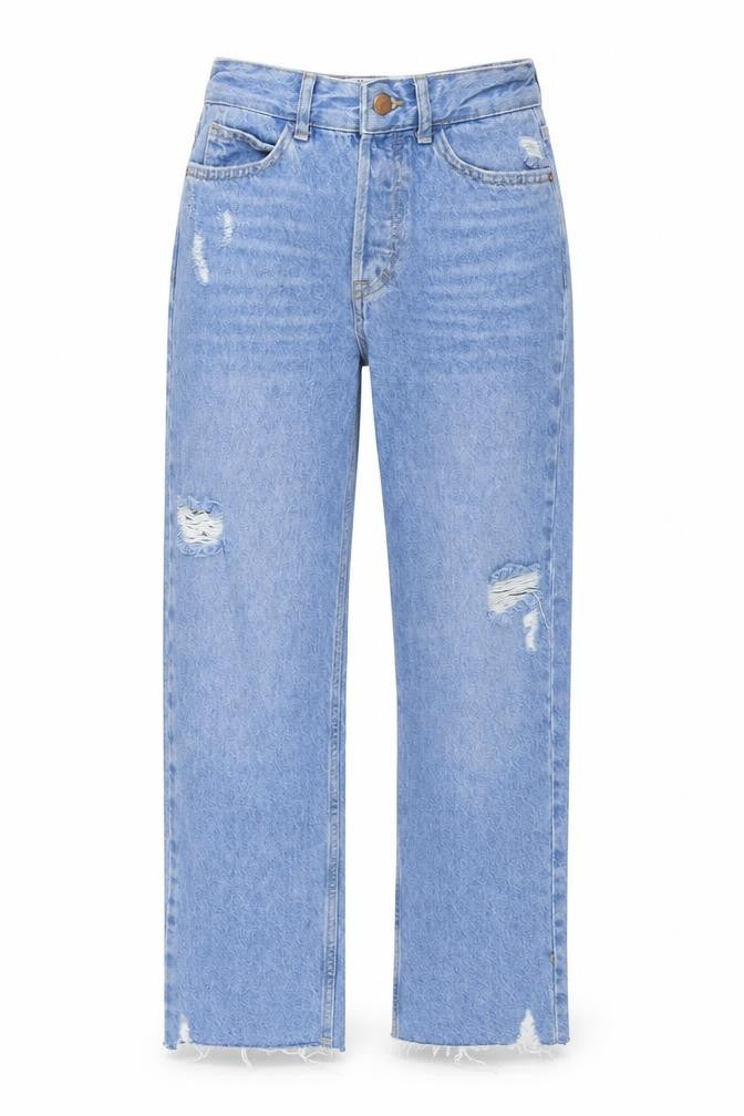 Zara Womens Blue Polyester Blend Straight Jeans Size 6 L27 in Regular Zip