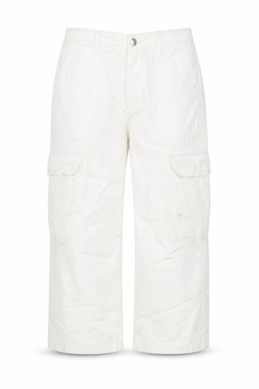 Zara Womens White Cotton Cropped Jeans Size 12 L21 in Regular Zip - Cargo Style