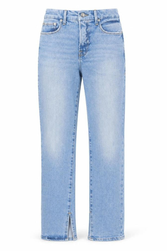 Good American Womens Blue Cotton Straight Jeans Size 24 in L33 in Regular Zip