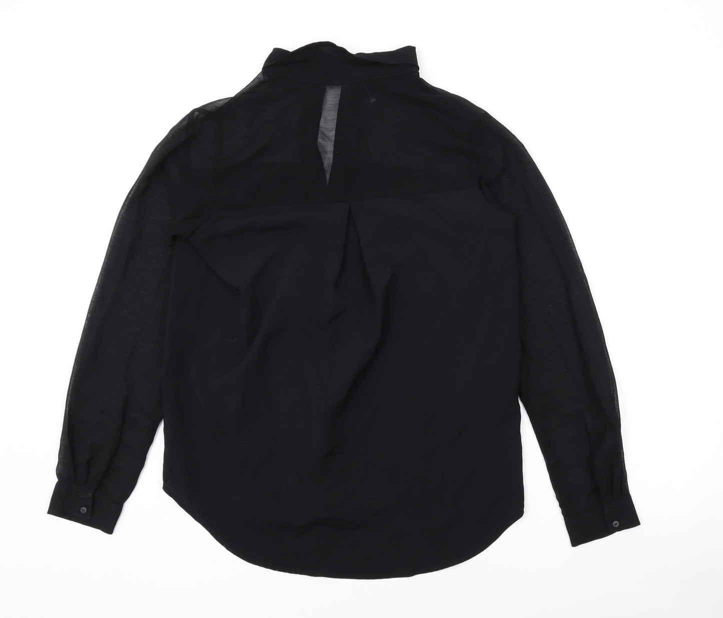 Mango Womens Black Polyester Basic Button-Up Size XS Collared