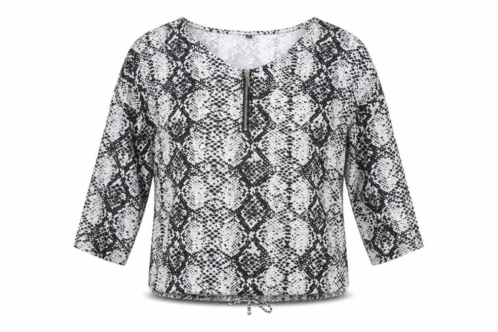 Intuition Womens Grey Animal Print Polyester Basic Blouse Size 8 Scoop Neck