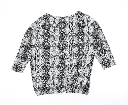 Intuition Womens Grey Animal Print Polyester Basic Blouse Size 8 Scoop Neck