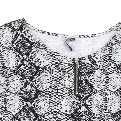 Intuition Womens Grey Animal Print Polyester Basic Blouse Size 8 Scoop Neck