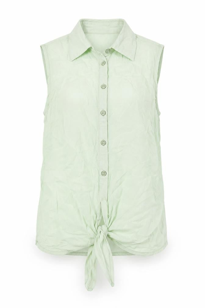 Warehouse Womens Green Viscose Basic Button-Up Size 8 Collared