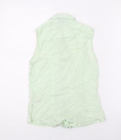 Warehouse Womens Green Viscose Basic Button-Up Size 8 Collared