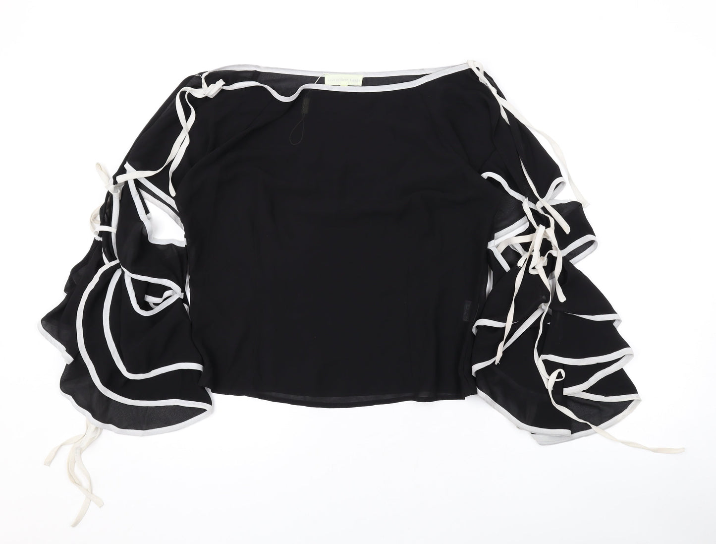 Love & Other Things Womens Black Polyester Basic Blouse Size M Boat Neck
