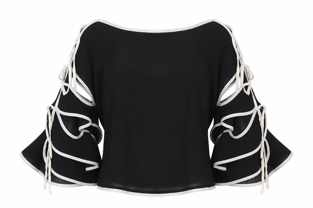 Love & Other Things Womens Black Polyester Basic Blouse Size M Boat Neck