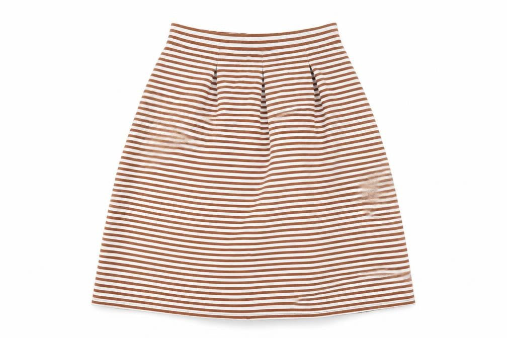 Marks & Spencer Womens Orange Striped Polyester A-Line Skirt Size 12