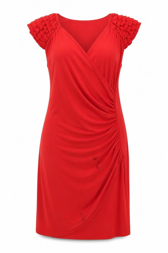 Frank Lyman Womens Red Viscose A-Line Size 16 V-Neck Pullover