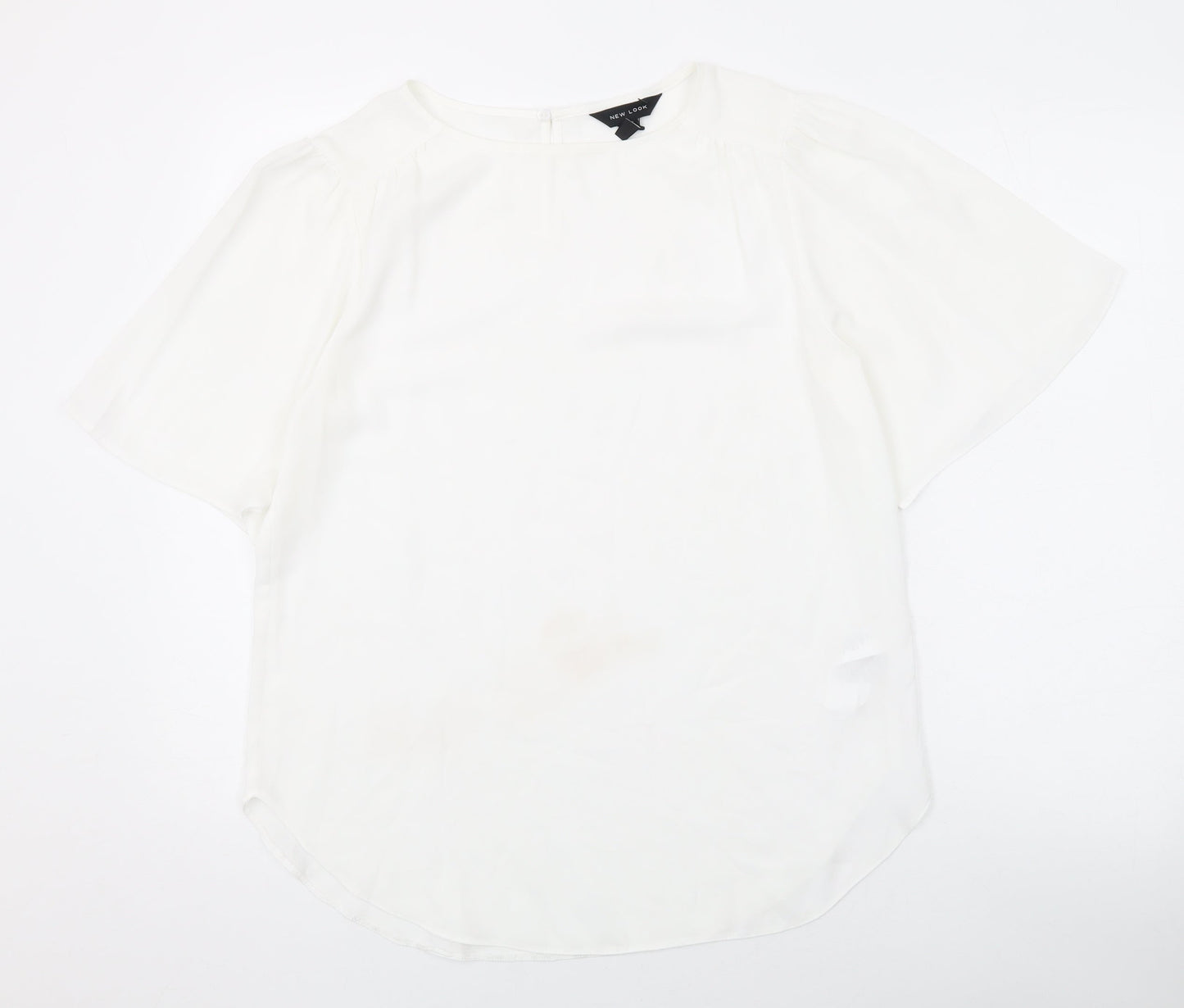 New Look Womens White Polyester Basic Blouse Size 12 Round Neck