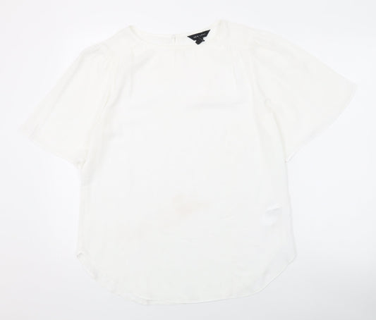 New Look Womens White Polyester Basic Blouse Size 12 Round Neck