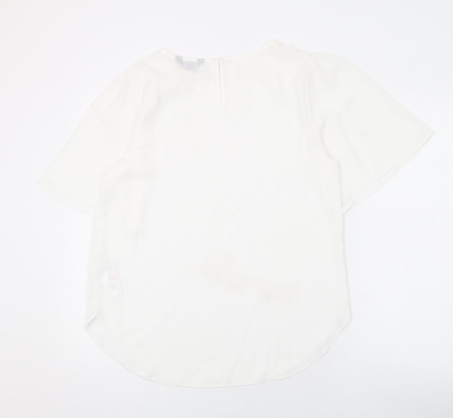 New Look Womens White Polyester Basic Blouse Size 12 Round Neck