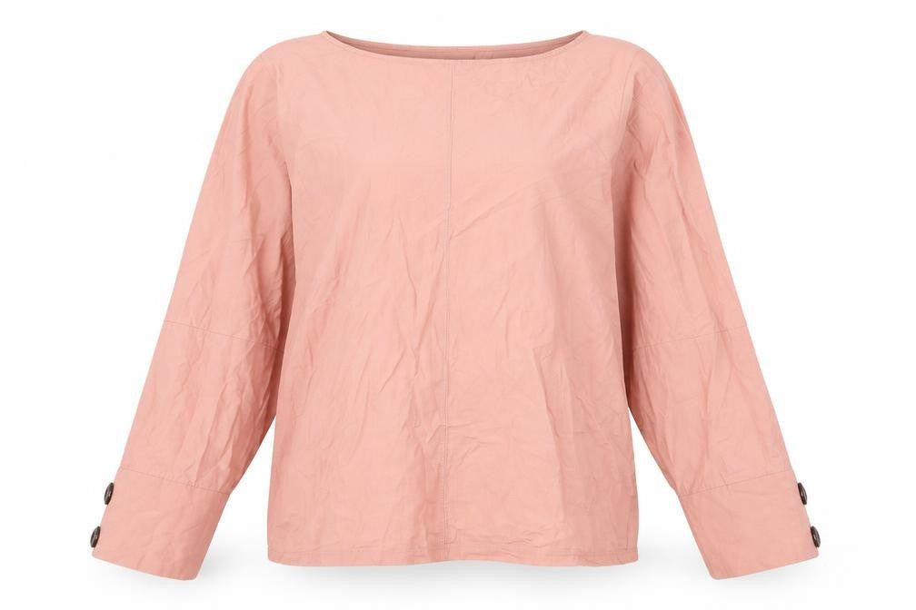 Zara Womens Pink Cotton Basic Blouse Size M Round Neck