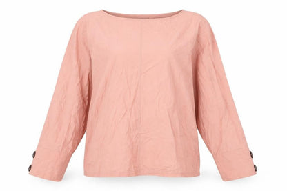 Zara Womens Pink Cotton Basic Blouse Size M Round Neck