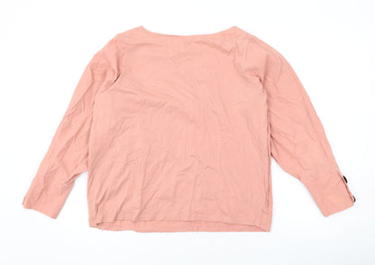 Zara Womens Pink Cotton Basic Blouse Size M Round Neck