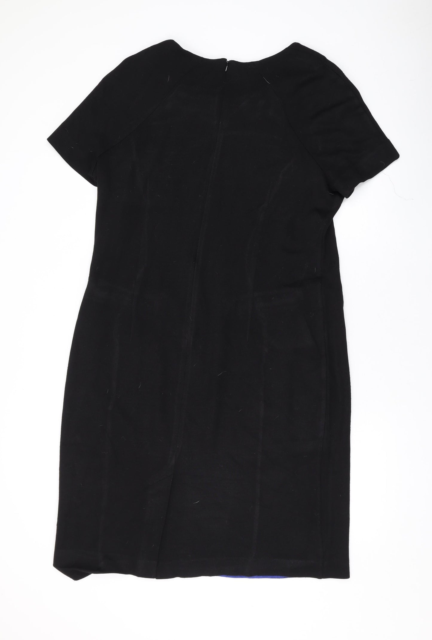 Roman Womens Black Geometric Acrylic A-Line Size 20 Scoop Neck Zip