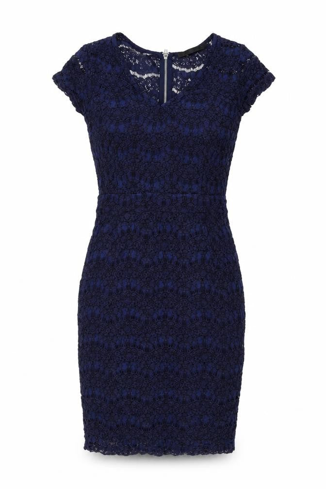 Minus Womens Blue Viscose Bodycon Size 6 V-Neck Zip