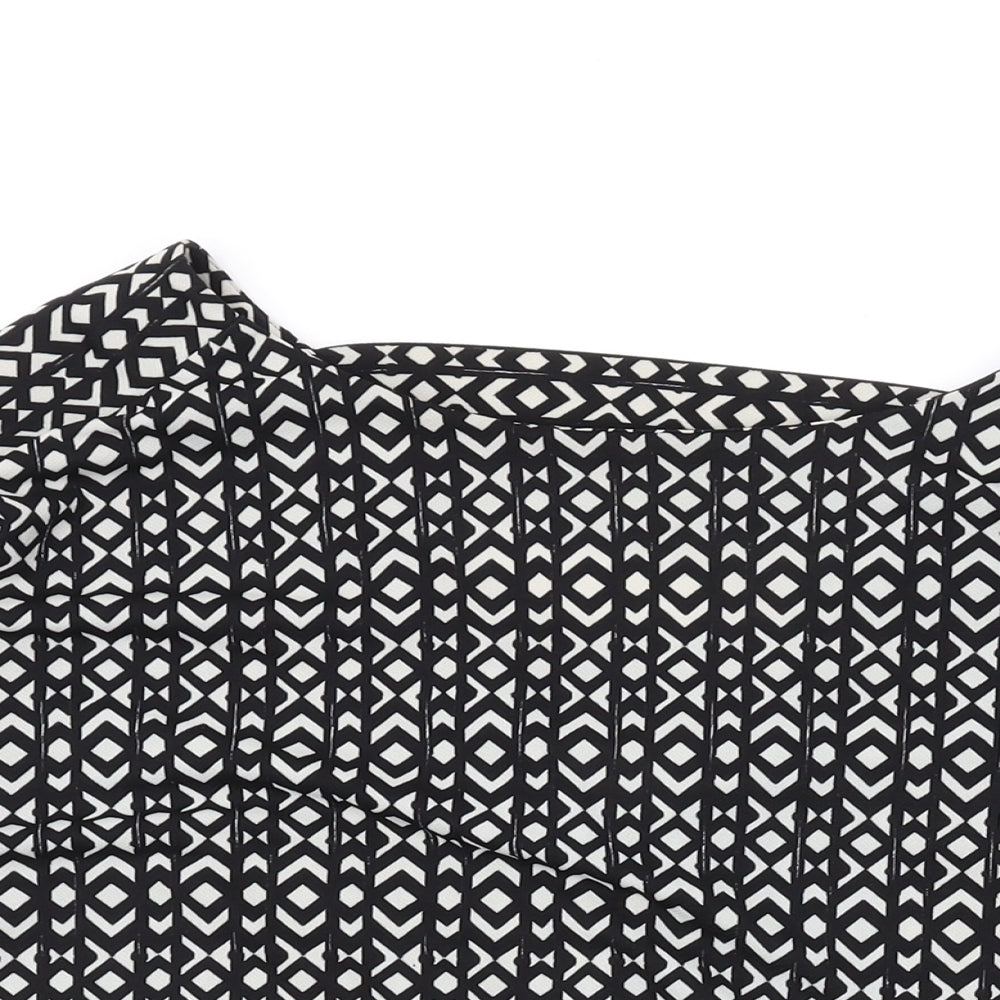 NEXT Womens Black Geometric Polyester Basic Blouse Size 10 Round Neck
