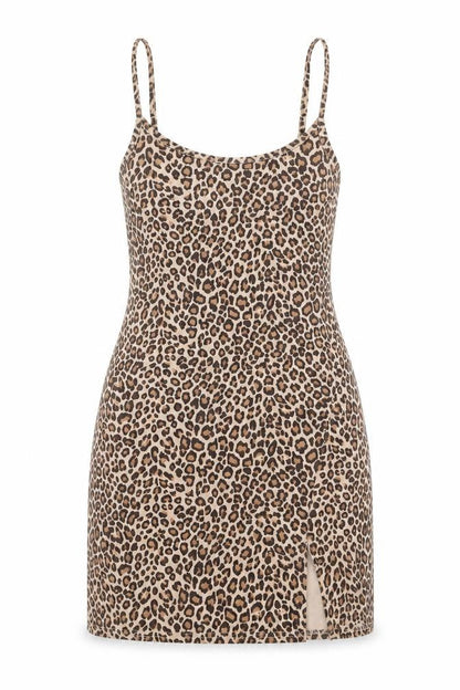 PRETTYLITTLETHING Womens Brown Animal Print Polyester Mini Size 8 Scoop Neck Pullover