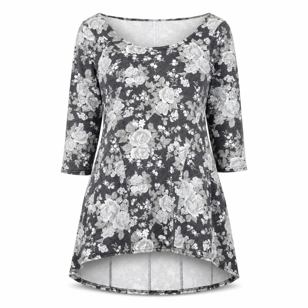 Store Twenty One Womens Green Floral Polyester A-Line Size 14 Scoop Neck Pullover