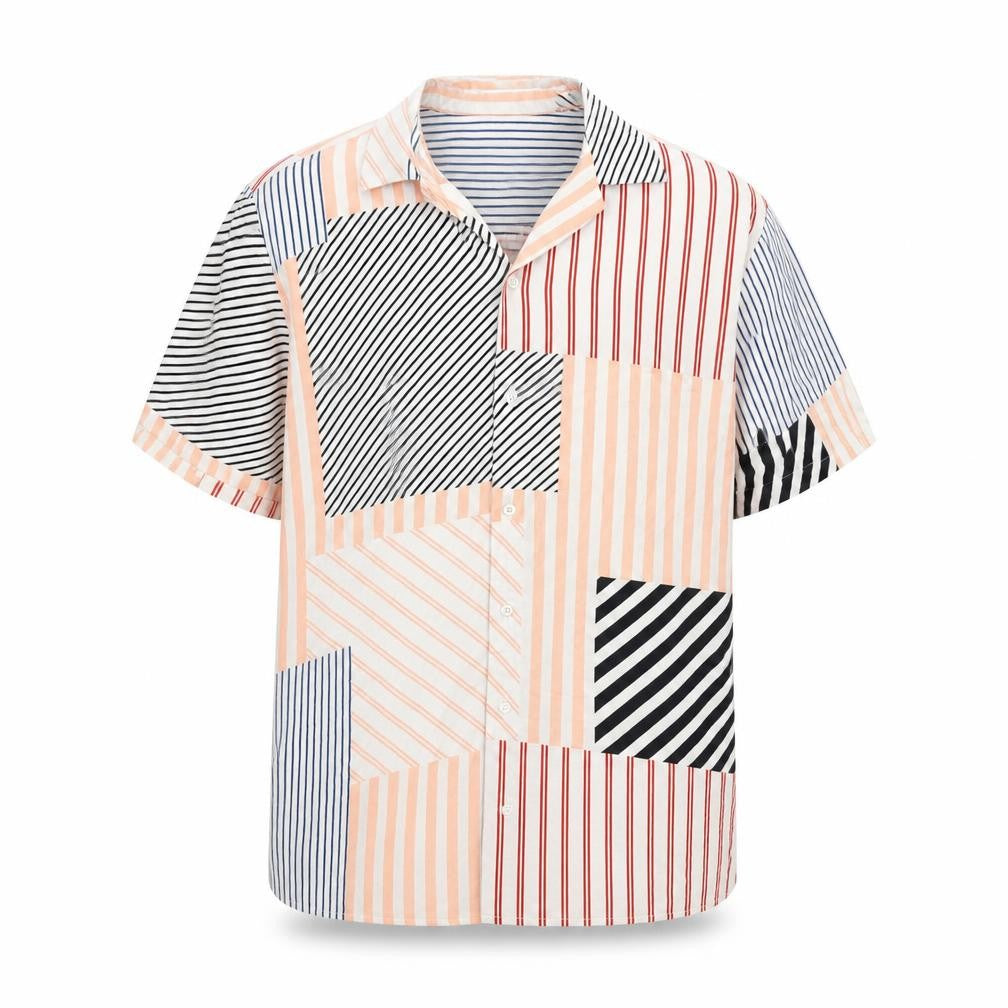 Zara Mens Multicoloured Striped Cotton Button-Up Size S Collared Button