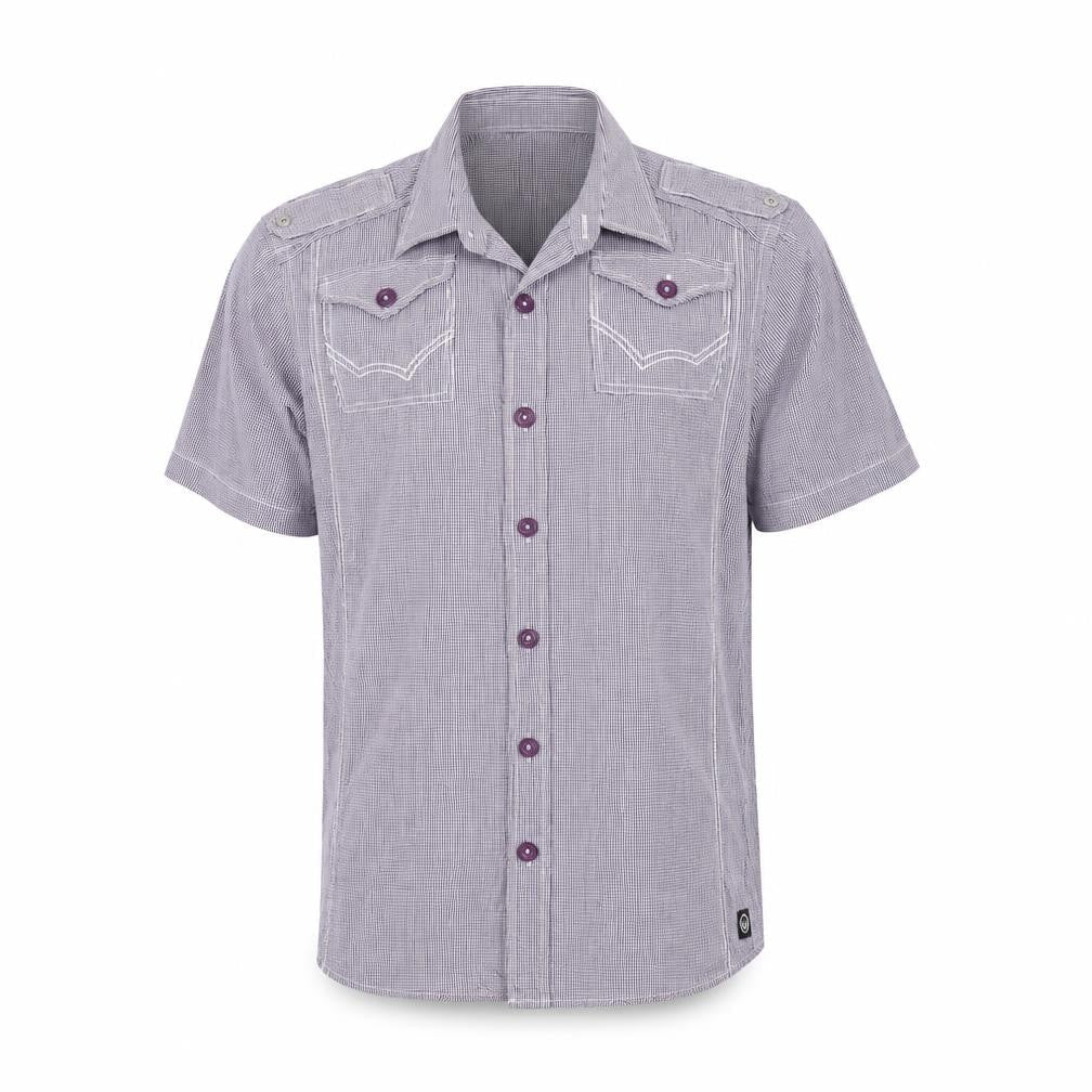 Duck and Cover Mens Purple Check Cotton Button-Up Size M Collared Button
