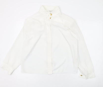 Rosie & Co Womens White Polyester Basic Button-Up Size 10 Collared