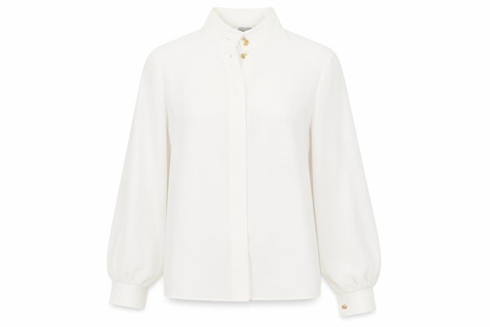 Rosie & Co Womens White Polyester Basic Button-Up Size 10 Collared