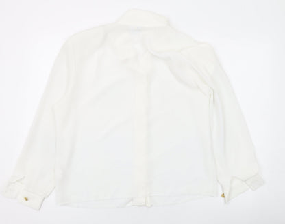 Rosie & Co Womens White Polyester Basic Button-Up Size 10 Collared