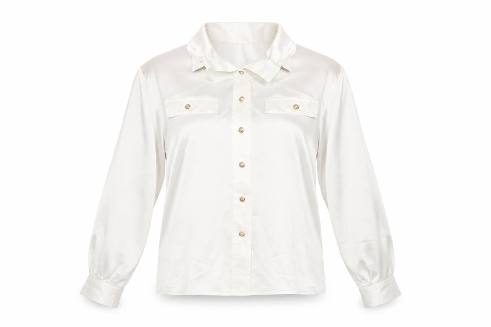 Planet Womens Ivory Polyester Basic Button-Up Size 12 Collared - `