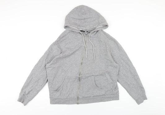 ASOS Womens Grey Cotton Full Zip Hoodie Size 10 Zip