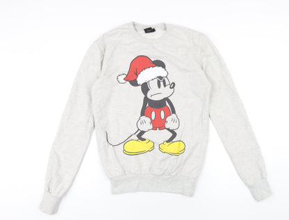 Preloved Disney Womens Grey Cotton Pullover Sweatshirt Size XS Pullover - Christmas Mickey Mouse - Front