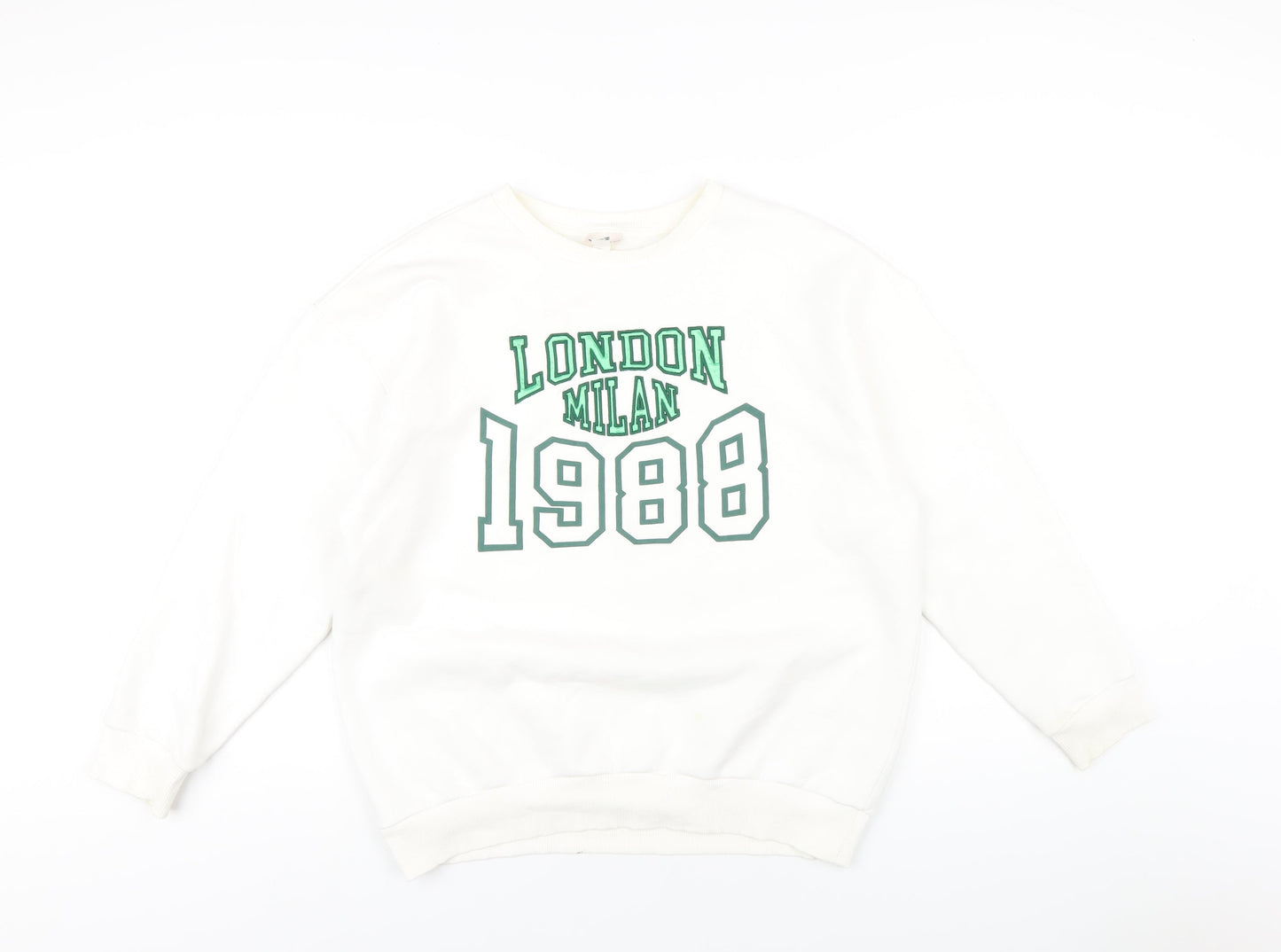 River Island Womens White Cotton Pullover Sweatshirt Size XS Pullover