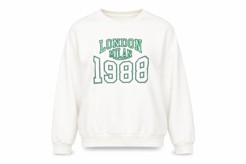 River Island Womens White Cotton Pullover Sweatshirt Size XS Pullover