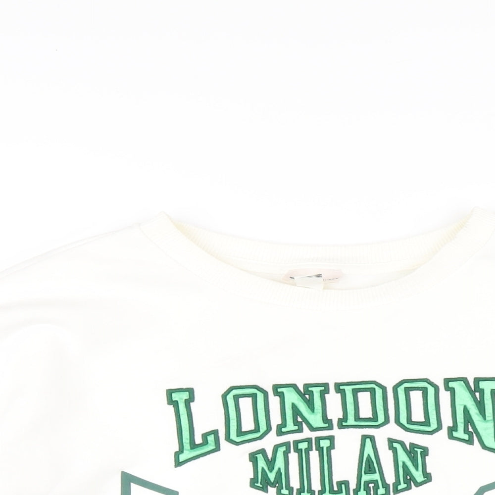 River Island Womens White Cotton Pullover Sweatshirt Size XS Pullover