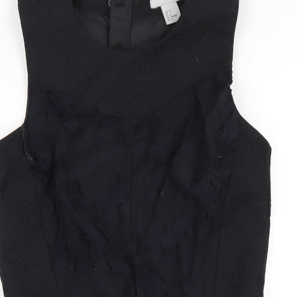 H&M Womens Black Polyester A-Line Size 10 Round Neck Zip