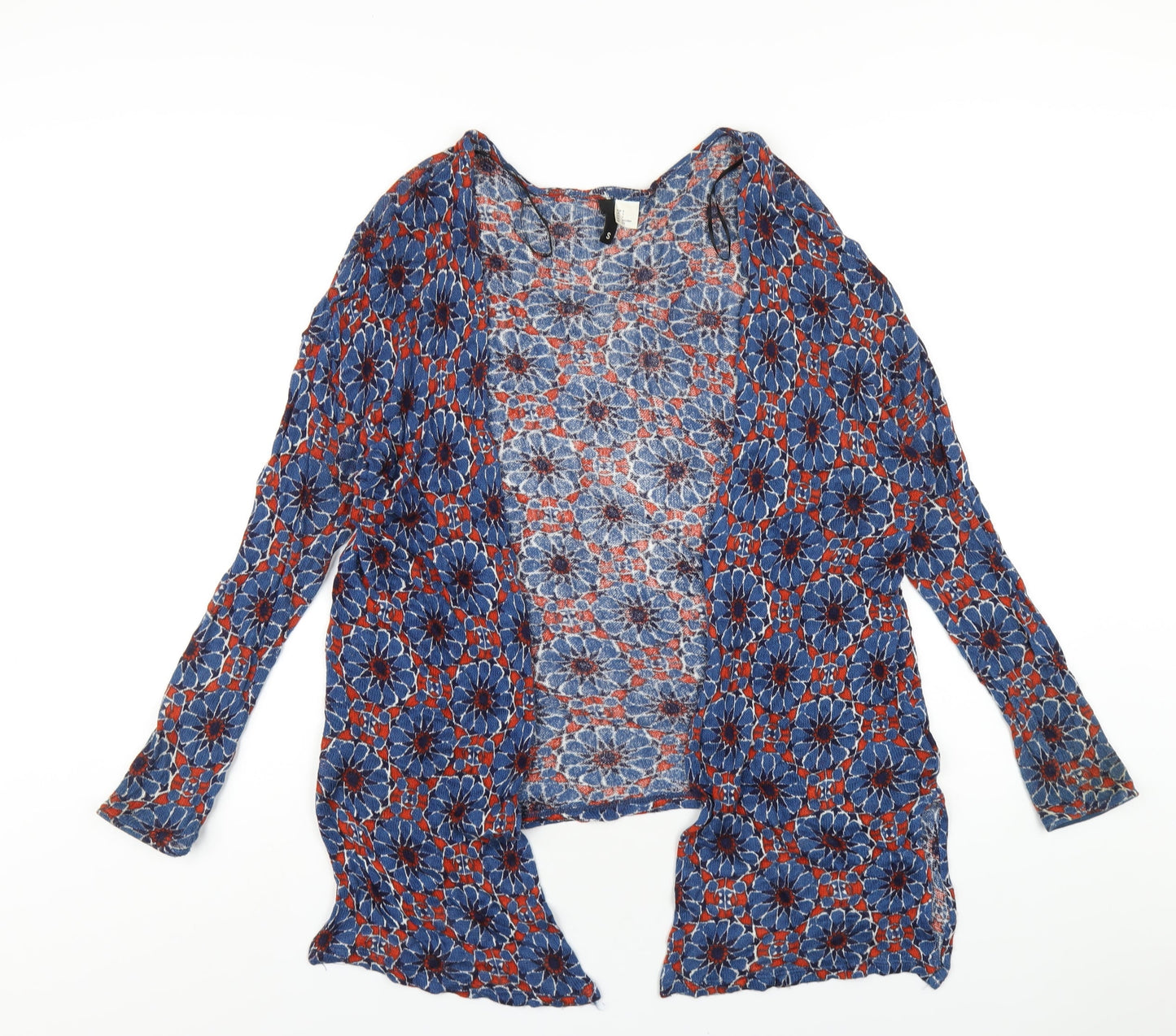H&M Womens Multicoloured V-Neck Geometric Viscose Cardigan Jumper Size S
