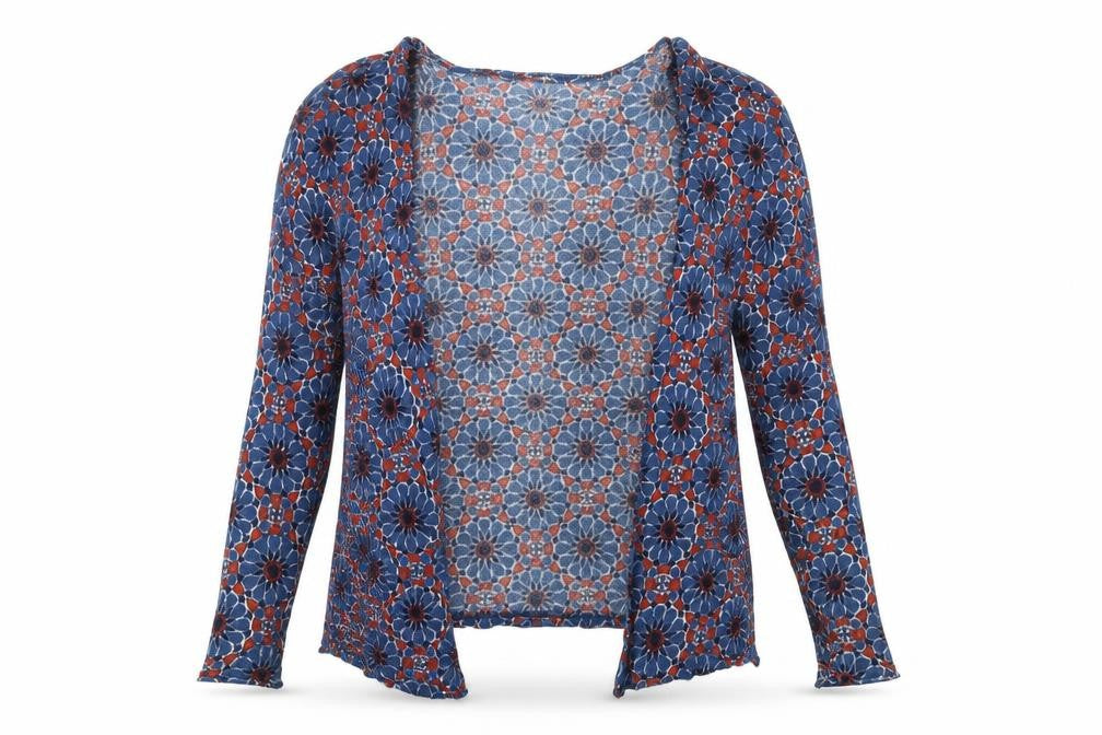 H&M Womens Multicoloured V-Neck Geometric Viscose Cardigan Jumper Size S