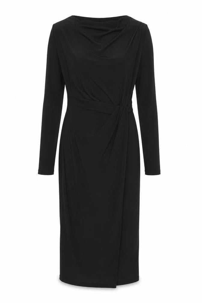 Betty Jackson Womens Black Polyester Bodycon Size 10 Boat Neck Pullover
