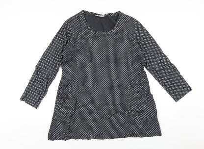 Tara Womens Grey Polka Dot Polyester A-Line Size 16 Round Neck Pullover
