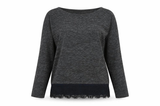 OVS Womens Grey Polyester Basic T-Shirt Size M Round Neck - Lace Trim