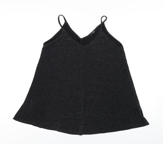 Yours Womens Black Nylon Camisole T-Shirt Size 18 V-Neck
