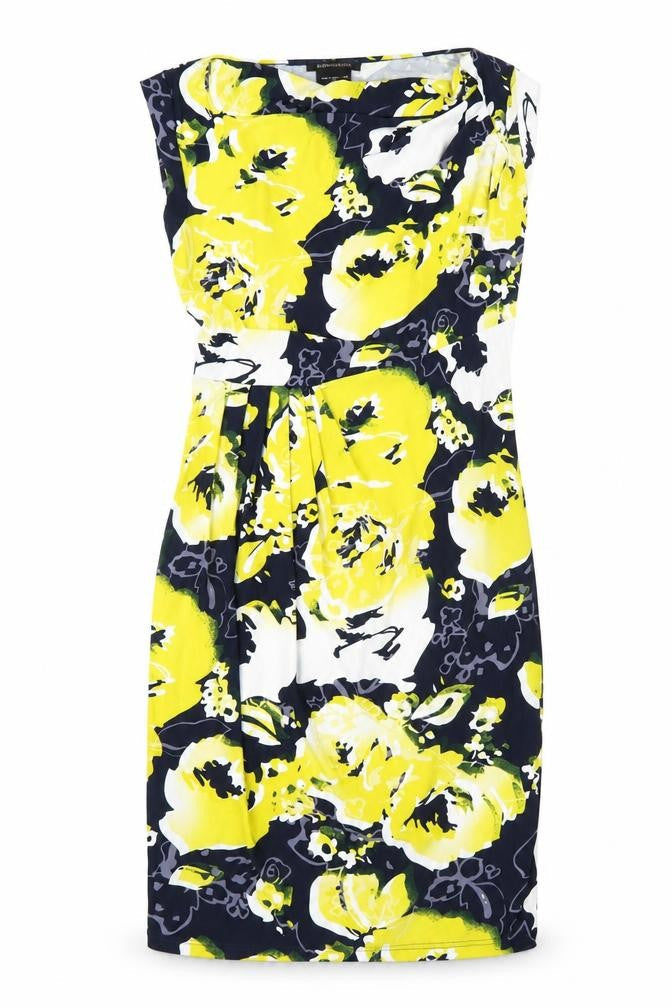 BCBGMAXAZRIA Womens Multicoloured Floral Polyester Bodycon Size M Cowl Neck Zip