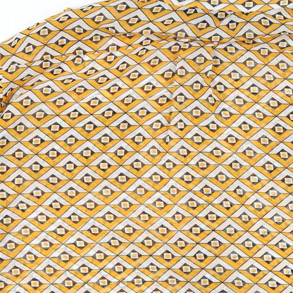 Next Womens Yellow Geometric Polyester Basic Button-Up Size 10 Collared
